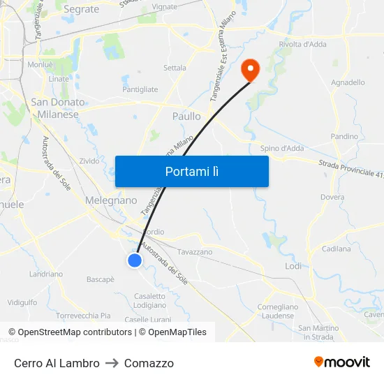 Cerro Al Lambro to Comazzo map