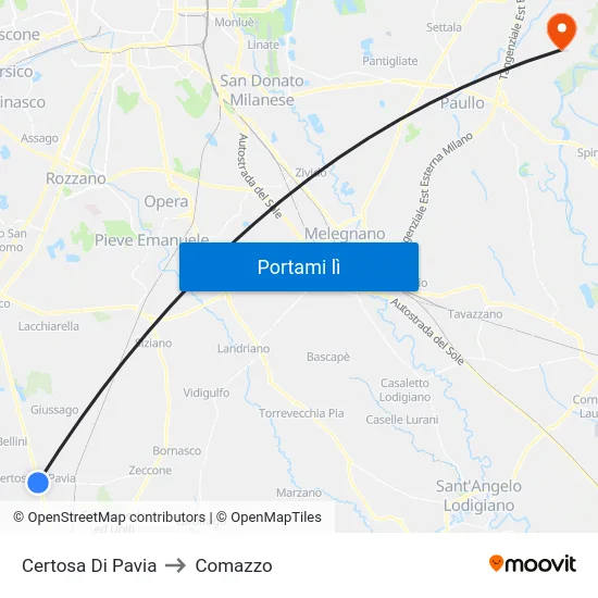 Certosa Di Pavia to Comazzo map