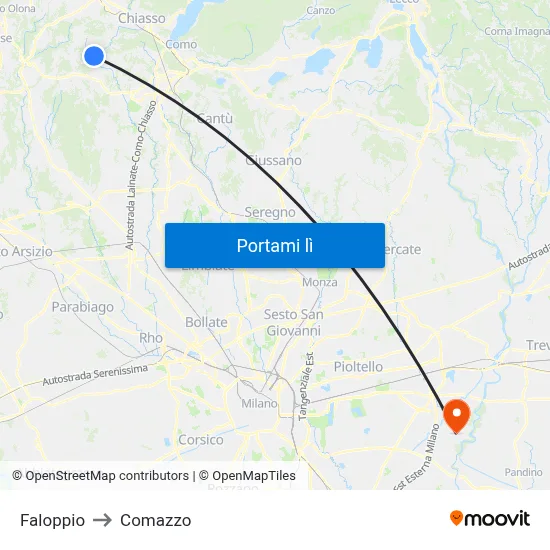 Faloppio to Comazzo map