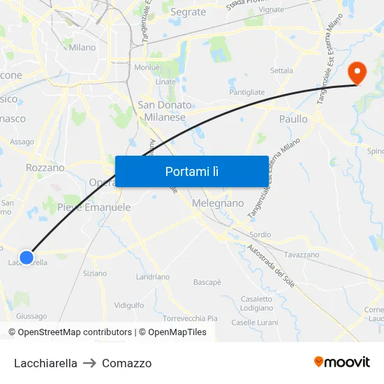 Lacchiarella to Comazzo map