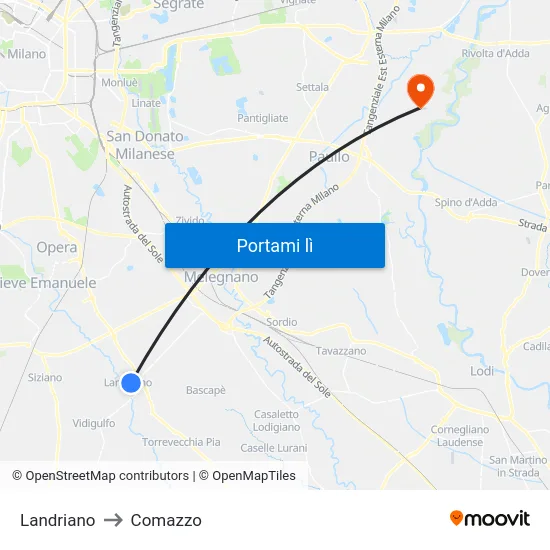 Landriano to Comazzo map