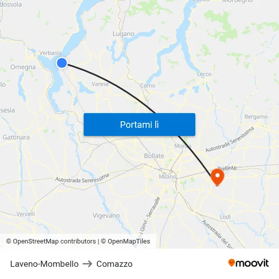 Laveno-Mombello to Comazzo map