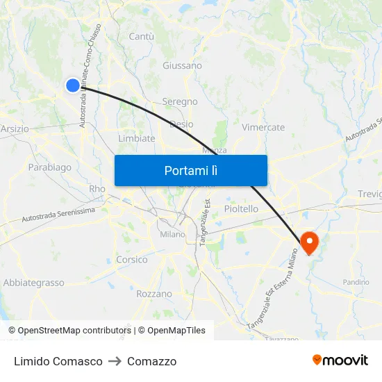 Limido Comasco to Comazzo map