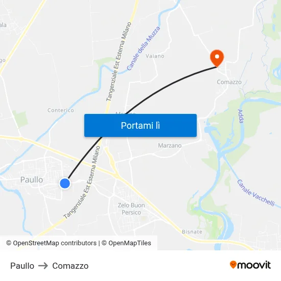 Paullo to Comazzo map