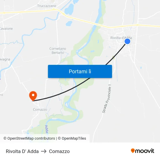 Rivolta D' Adda to Comazzo map