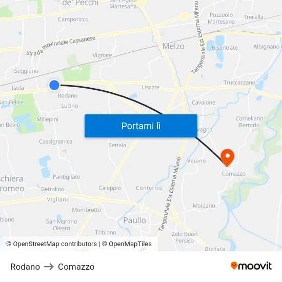 Rodano to Comazzo map