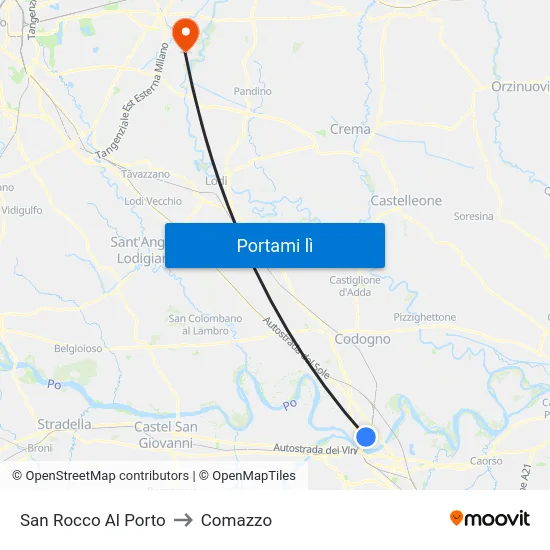 San Rocco Al Porto to Comazzo map