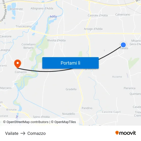 Vailate to Comazzo map