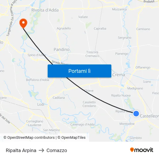 Ripalta Arpina to Comazzo map