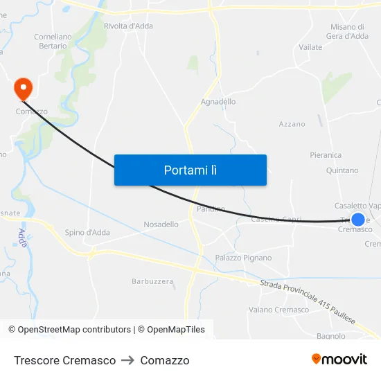 Trescore Cremasco to Comazzo map