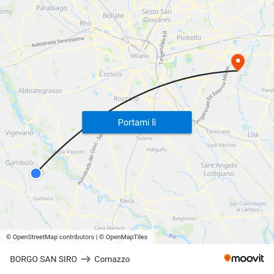 BORGO SAN SIRO to Comazzo map