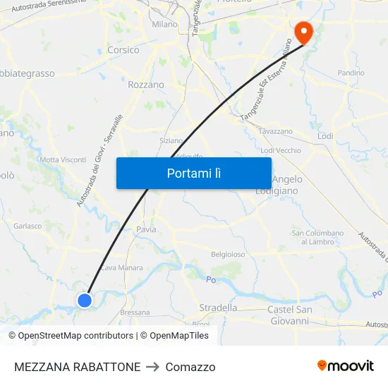 MEZZANA RABATTONE to Comazzo map