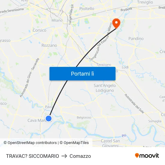 TRAVAC? SICCOMARIO to Comazzo map