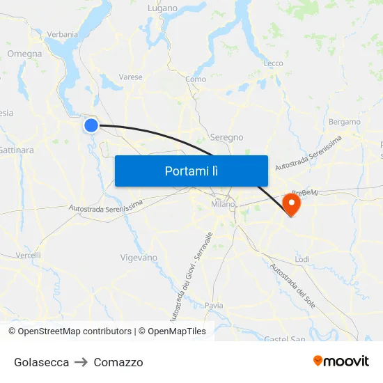 Golasecca to Comazzo map