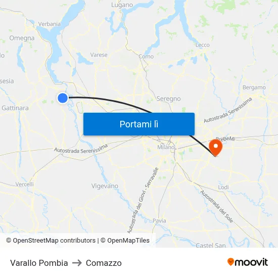 Varallo Pombia to Comazzo map