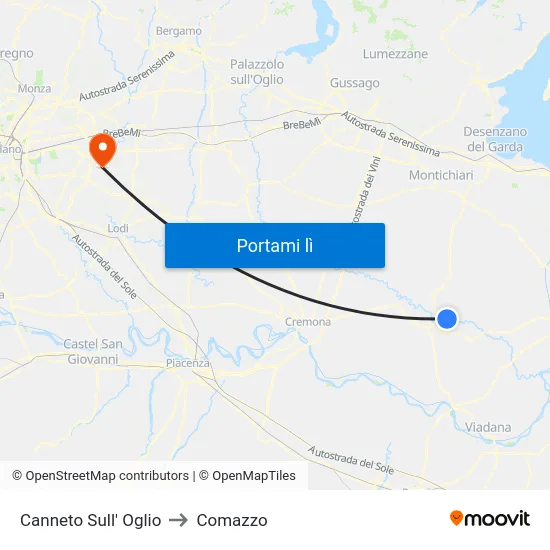 Canneto Sull' Oglio to Comazzo map