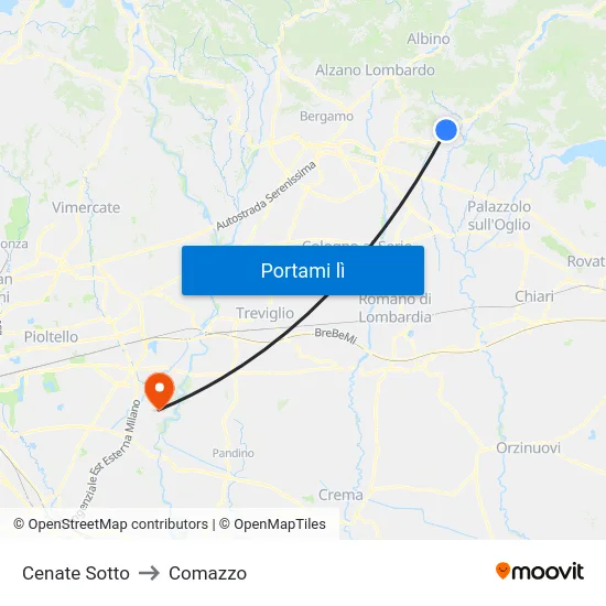 Cenate Sotto to Comazzo map