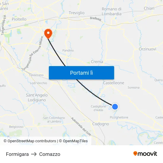Formigara to Comazzo map