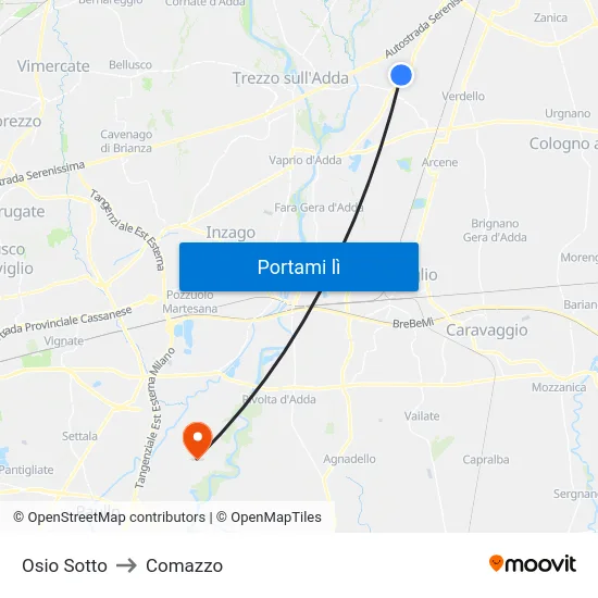 Osio Sotto to Comazzo map