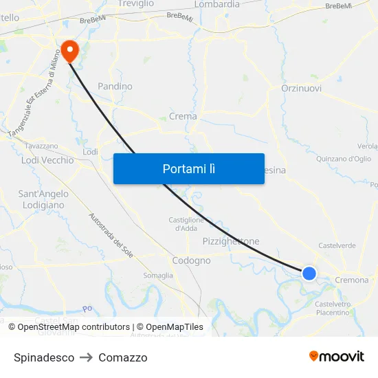 Spinadesco to Comazzo map