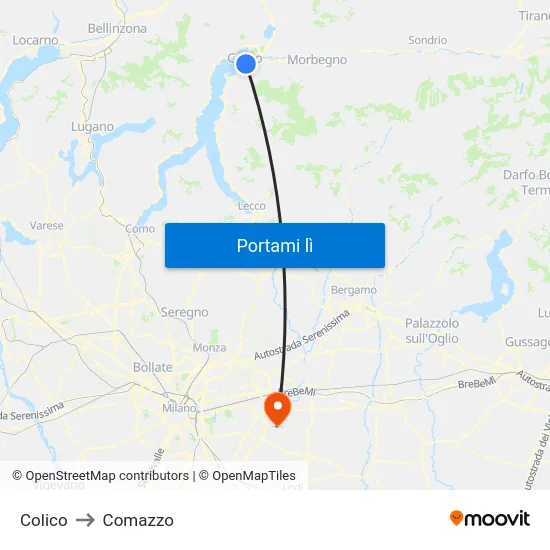 Colico to Comazzo map