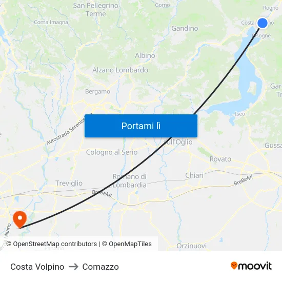 Costa Volpino to Comazzo map