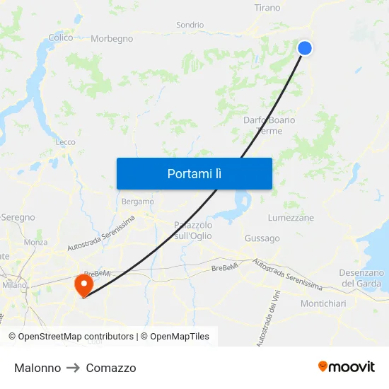 Malonno to Comazzo map