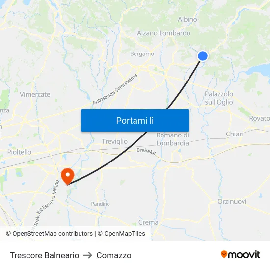 Trescore Balneario to Comazzo map