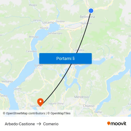 Arbedo-Castione to Comerio map