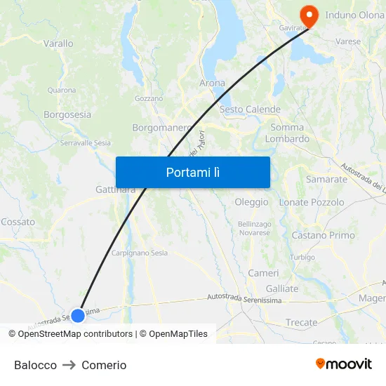 Balocco to Comerio map