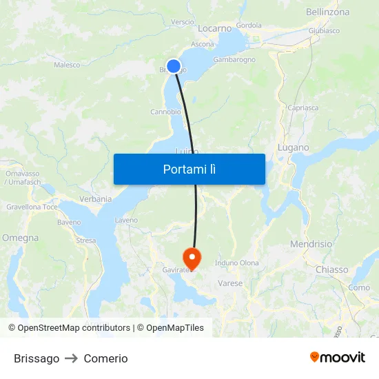 Brissago to Comerio map