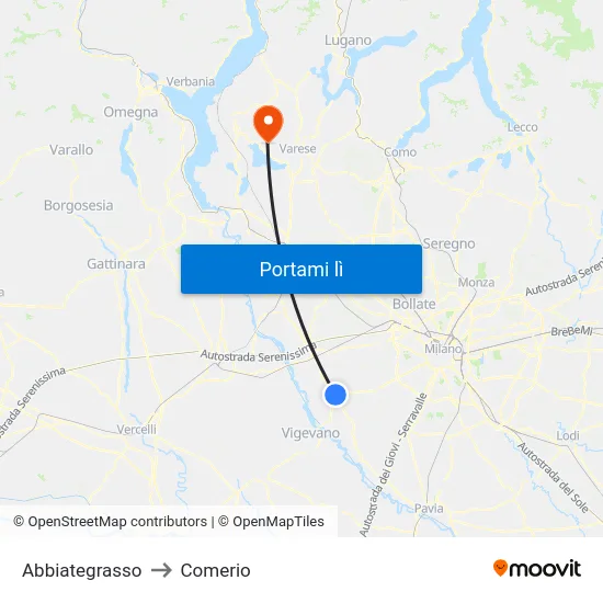 Abbiategrasso to Comerio map