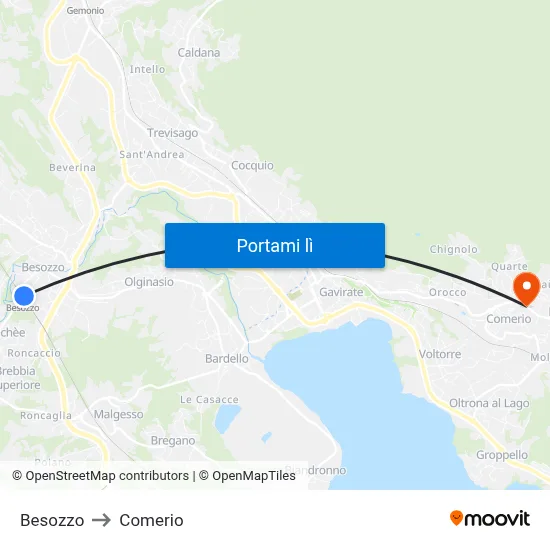Besozzo to Comerio map