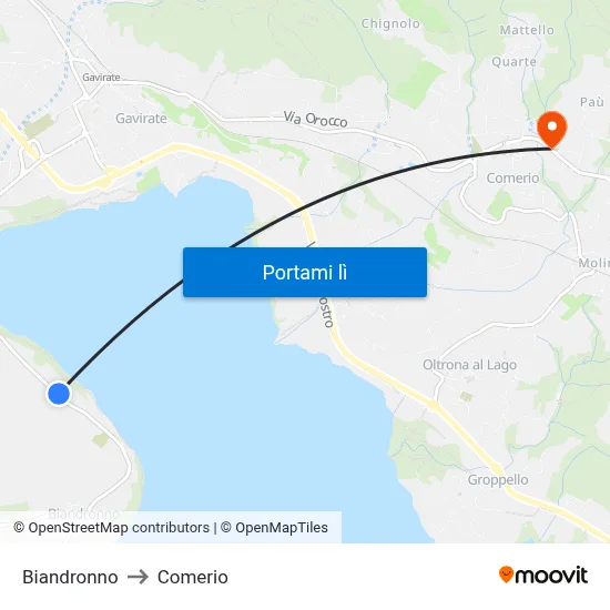 Biandronno to Comerio map