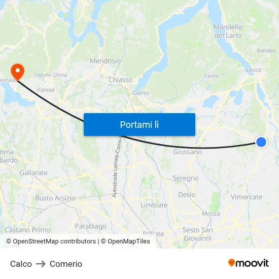 Calco to Comerio map