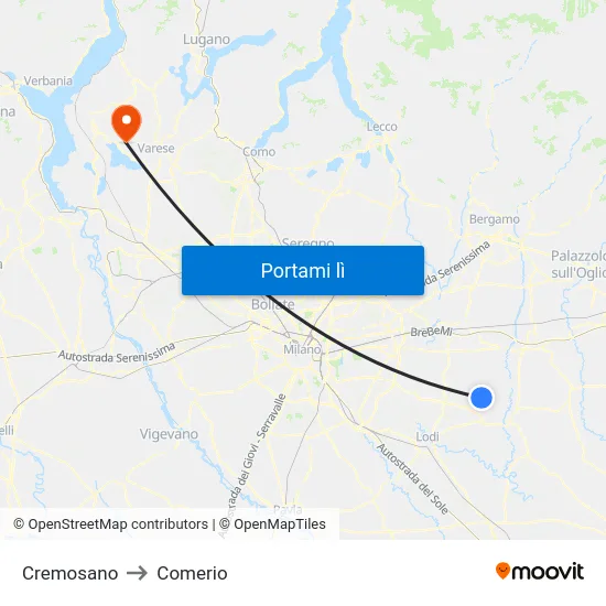 Cremosano to Comerio map
