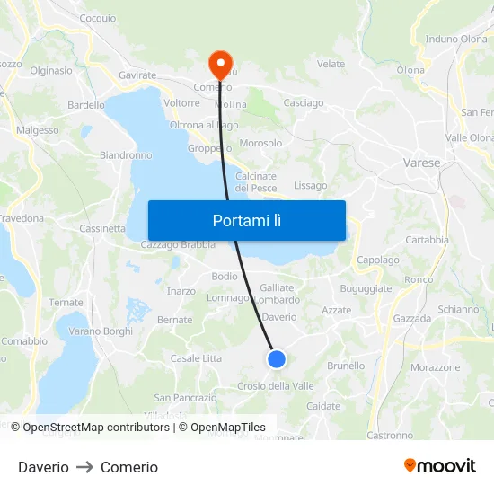 Daverio to Comerio map