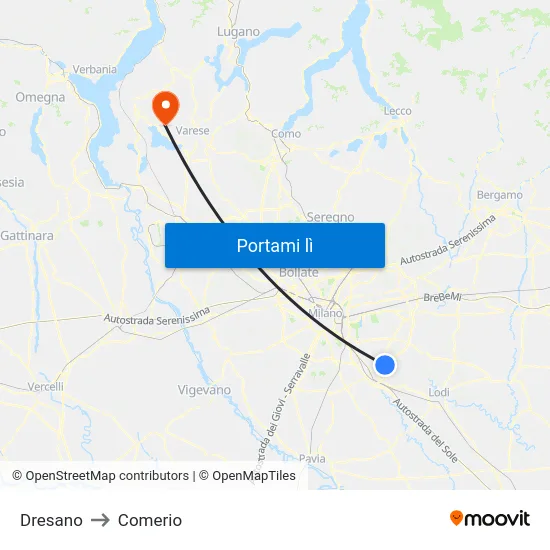 Dresano to Comerio map