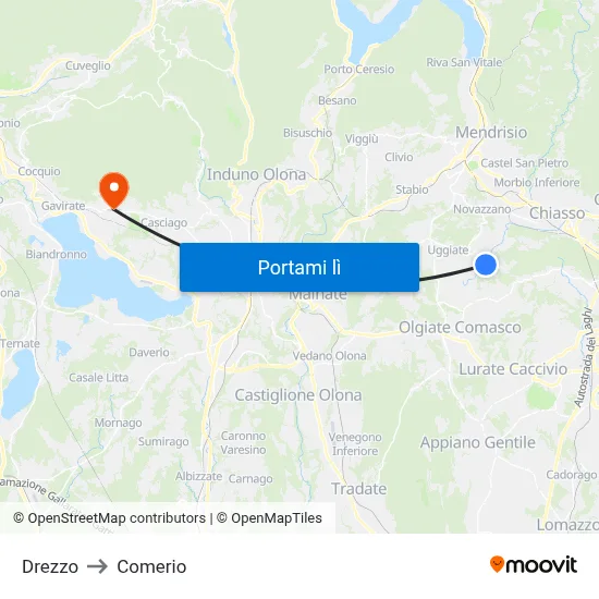Drezzo to Comerio map