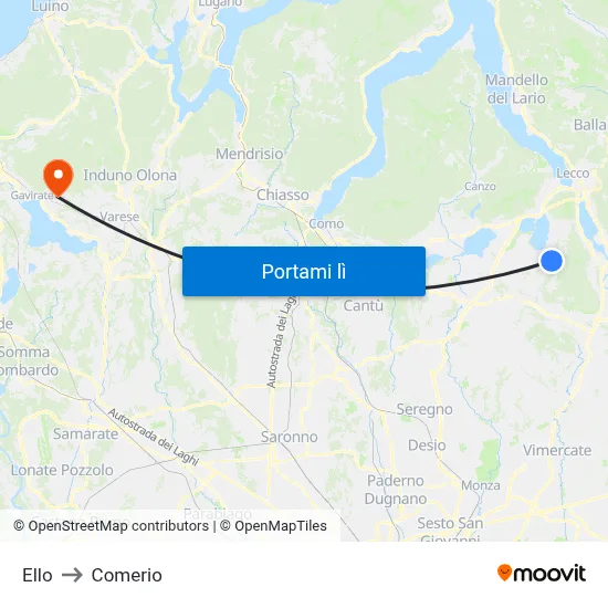 Ello to Comerio map