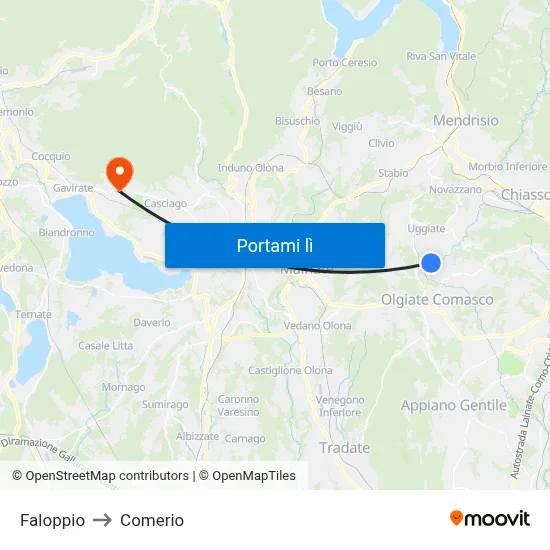 Faloppio to Comerio map