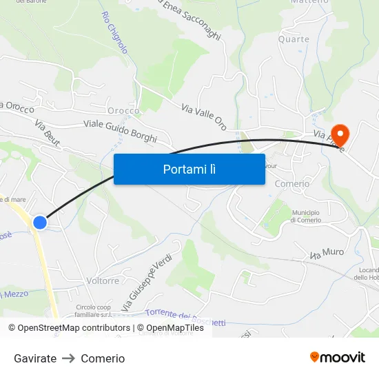 Gavirate to Comerio map
