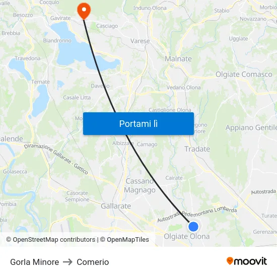 Gorla Minore to Comerio map