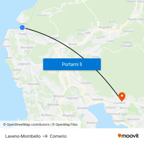 Laveno-Mombello to Comerio map