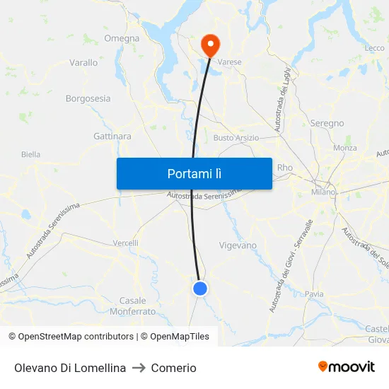 Olevano Di Lomellina to Comerio map