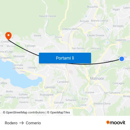 Rodero to Comerio map