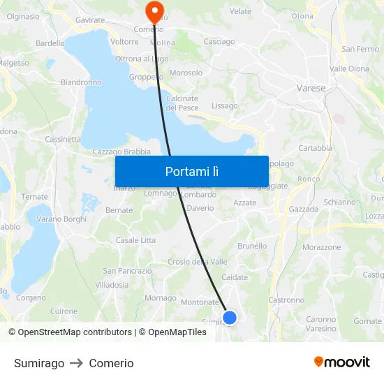 Sumirago to Comerio map