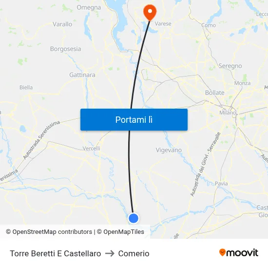 Torre Beretti E Castellaro to Comerio map