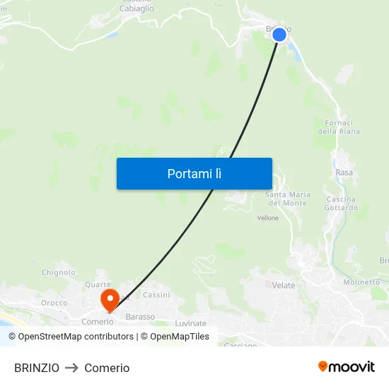 BRINZIO to Comerio map