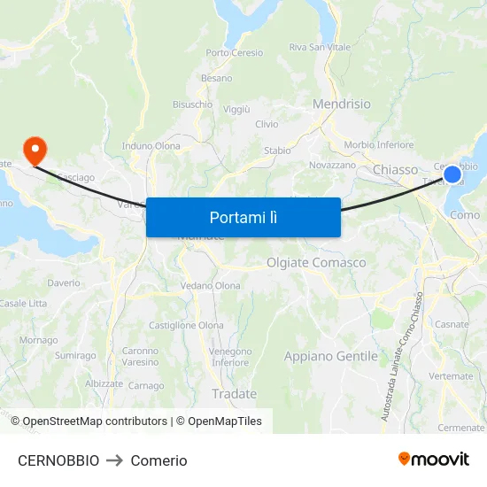 CERNOBBIO to Comerio map
